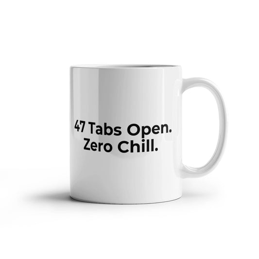 47 Tabs Open. Zero Chill. – Cranky Goat Coffee Mug