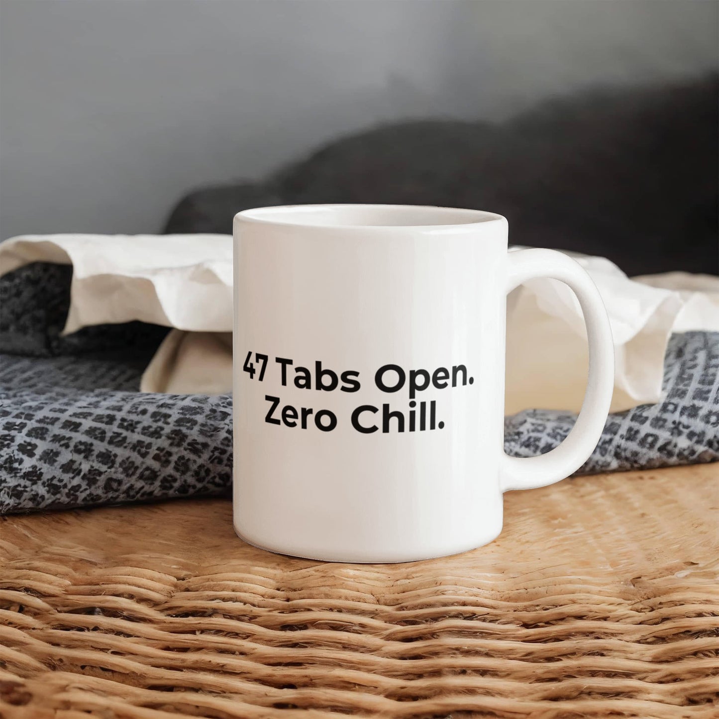 47 Tabs Open. Zero Chill. – Cranky Goat Coffee Mug